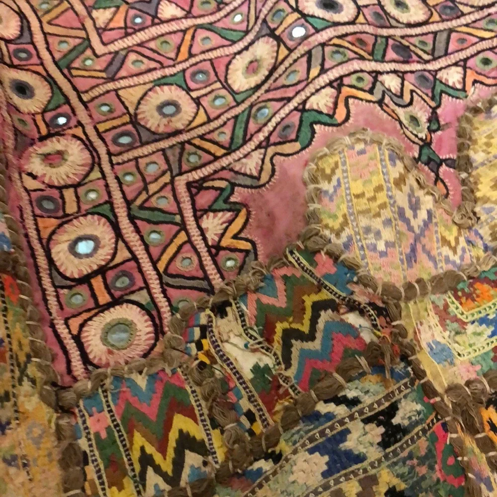 Vintage patchwork mirror kilim tapestry Large handmade and gorgeous!